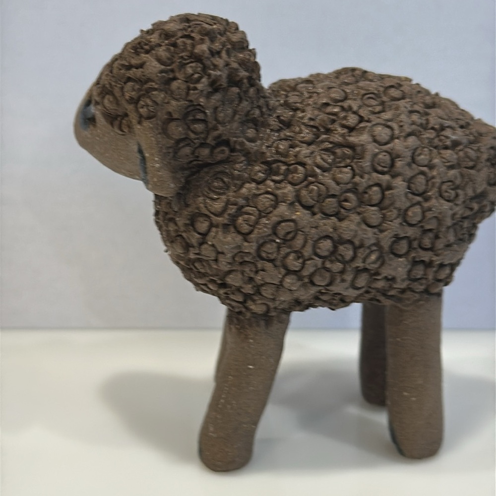 HANDMADE Clay Sheep Sculpture Figurine 2.5” - Picture 3 of 9